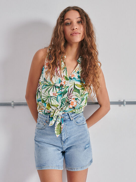 BLUSA SIN MANGAS Blanco Optico image number null
