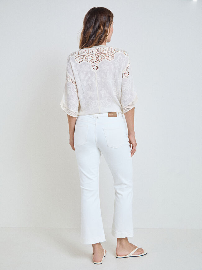 PANTALON DENIM ACAMPANADO Blanco Optico
