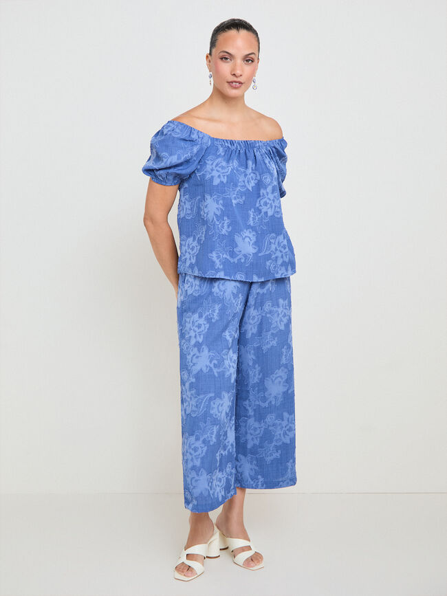 PANTAL&Oacute;N CULOTTE FLUIDO Azul Grisaceo