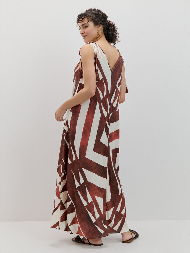 VESTIDO LARGO VUELO Crudo