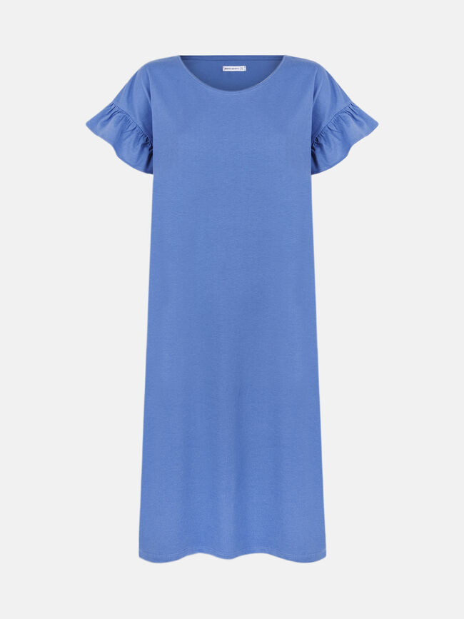 vestido volante en mangas 100% algodón Azul Ceruleo