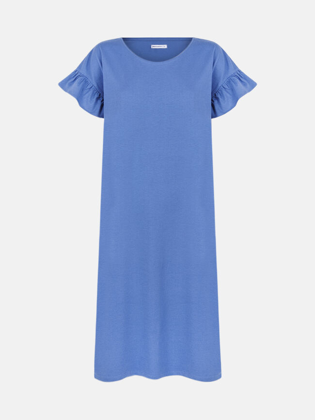 vestido volante en mangas 100% algodón Azul Ceruleo