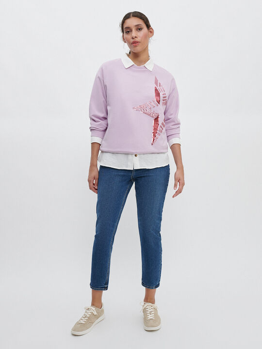 SUDADERA ESTRELLA LENTEJUELAS Violeta vintage image number null