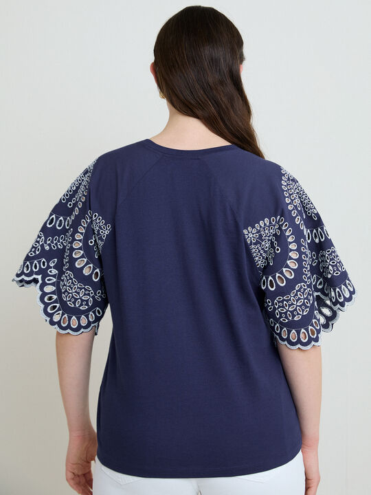 CAMISETA MANGA TROQUELADA Azul Noche image number null