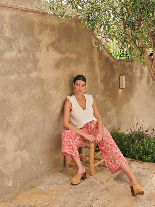 PANTALÓN CULOTTE PAISLEY naranja tangy