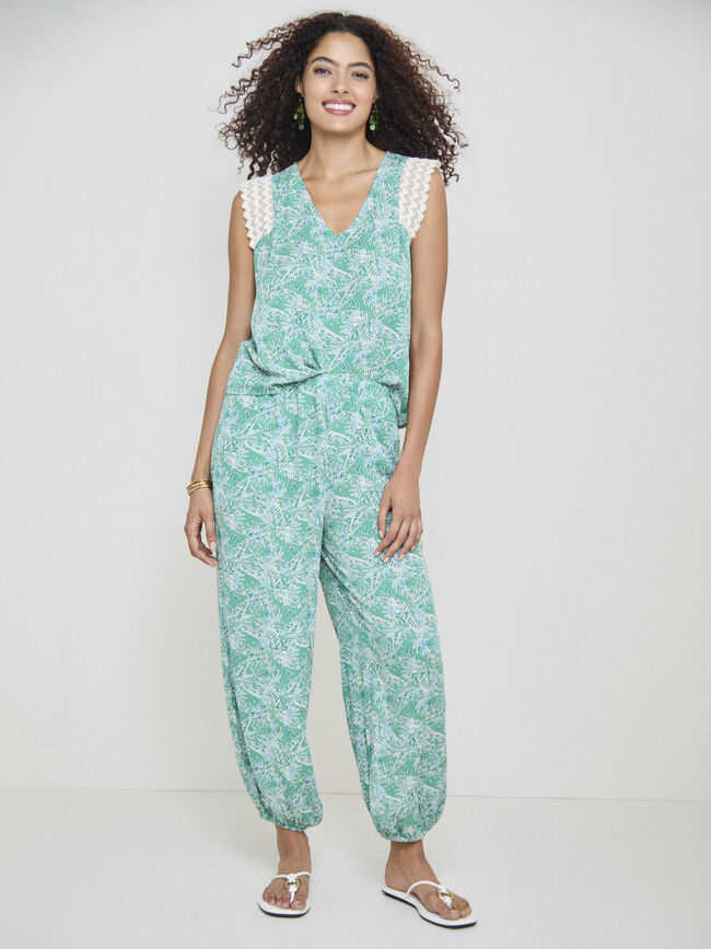 PANTAL&Oacute;N BOMBACHO ESTAMPADO Hoja