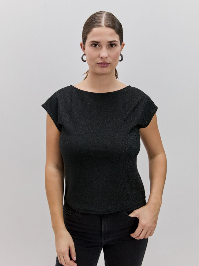 CAMISETA DETALLE BRILLO Negro