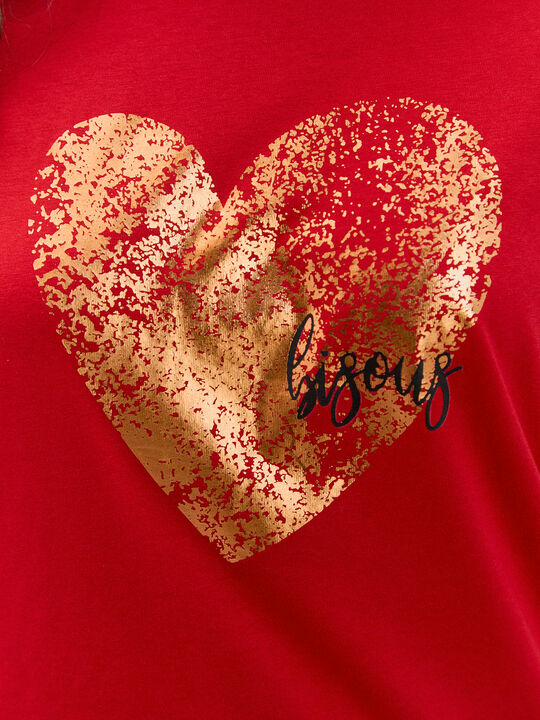 CAMISETA CORAZ&Oacute;N BRILLANTE Rojo image number null