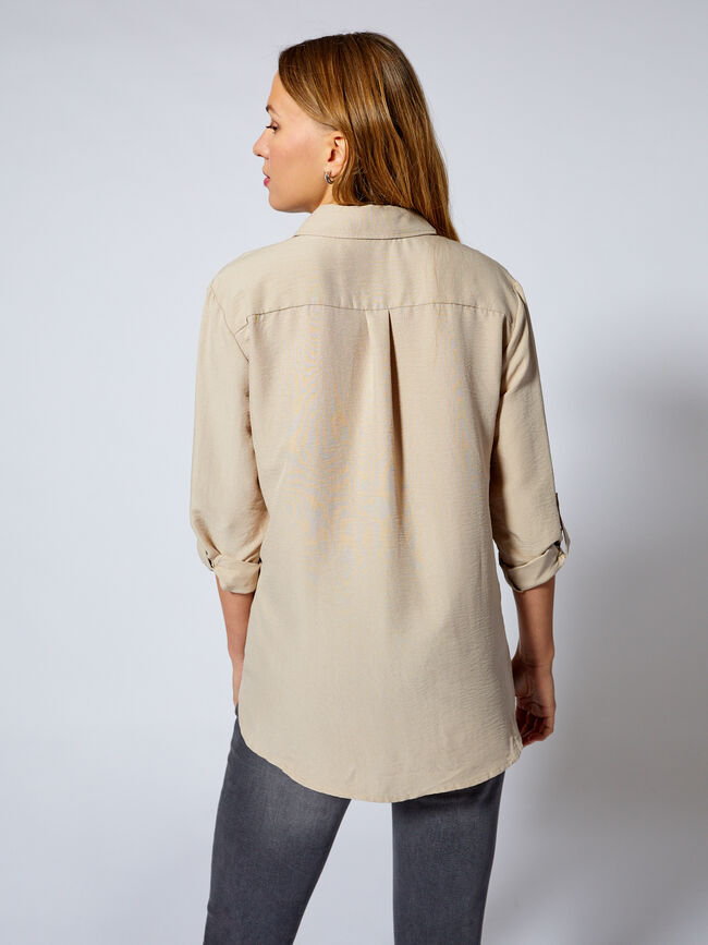 Camisa con bolsillos Beige