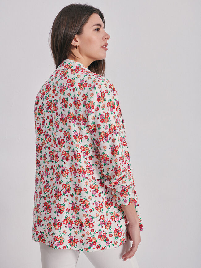 Blazer fluida estampada Blanco Hueso