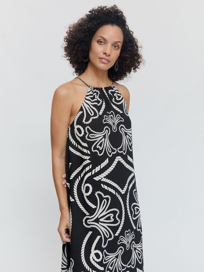 VESTIDO CUELLO HALTER Negro