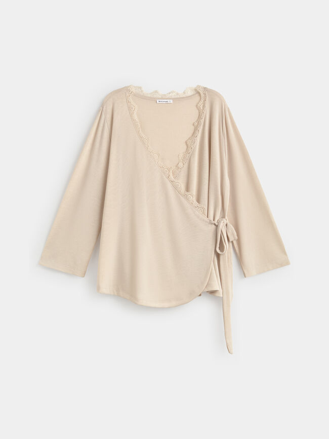 CAMISETA LANOSO CRUZADO Beige