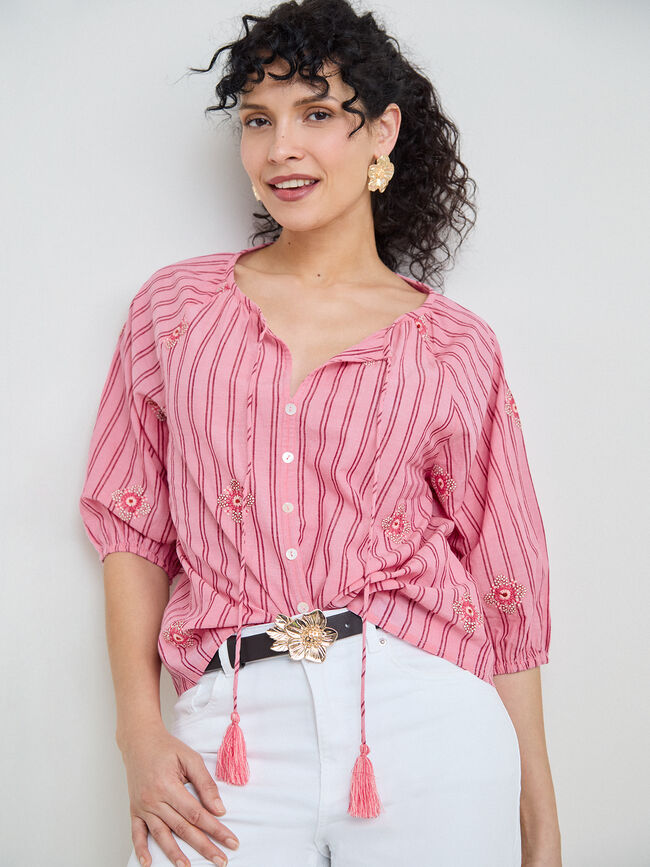 BLUSA BORDADOS RAYA Rosa Chicle