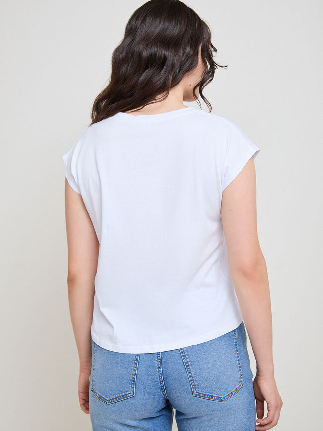 CAMISETA DETALLE CROCHET Blanco Optico