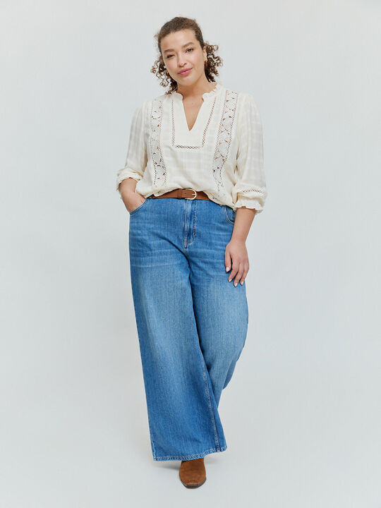 BLUSA DETALLE MANGAS Blanco Hueso image number null