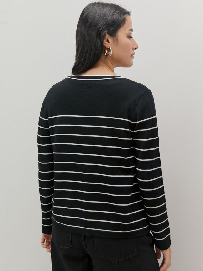 CARDIGAN RAYAS BICOLOR Negro