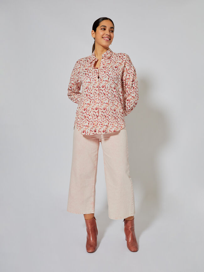 Blusa estampada satén Piedra