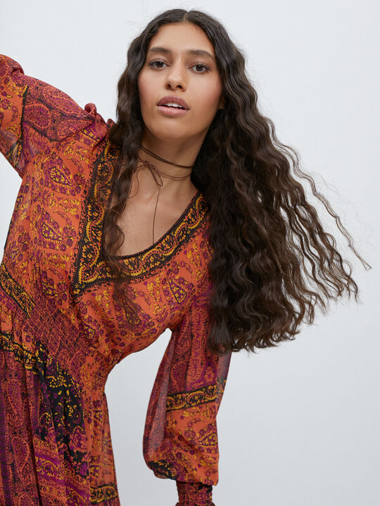 VESTIDO PAISLEY VOLANTE Barro image number null