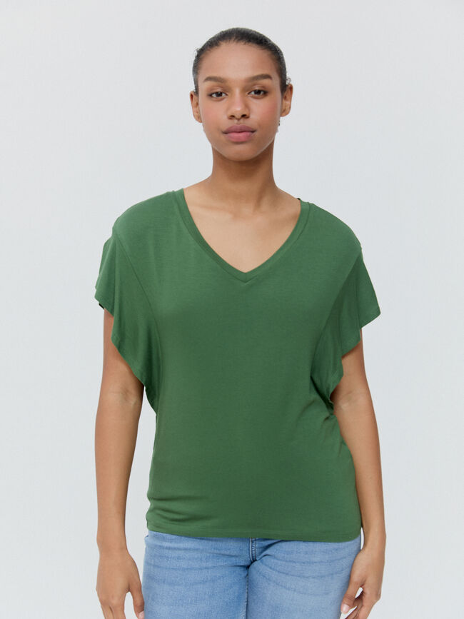 CAMISETA VOLANTES Verde oscuro