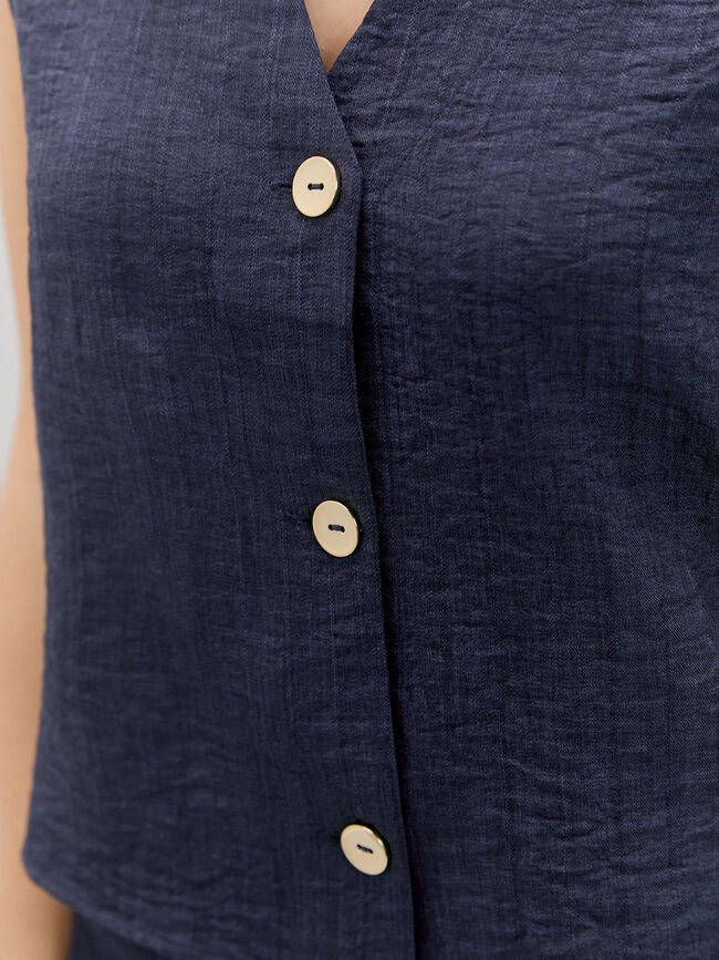 CHALECO CUELLO PICO Azul Marino