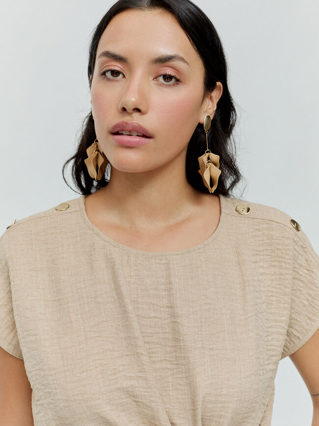blusa hombro caido Beige Tostado
