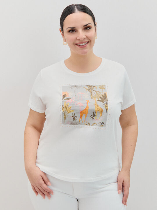 CAMISETA SAFARI BRILLANTE Blanco Hueso image number null
