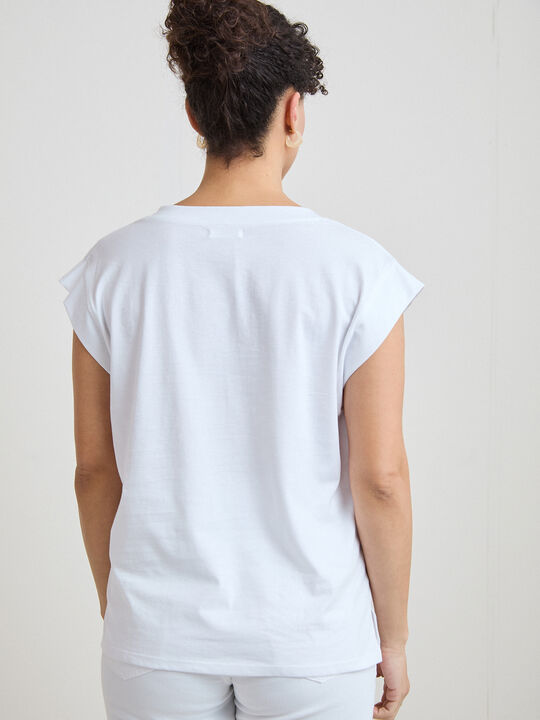 CAMISETA CUELLO PICO Blanco Optico image number null