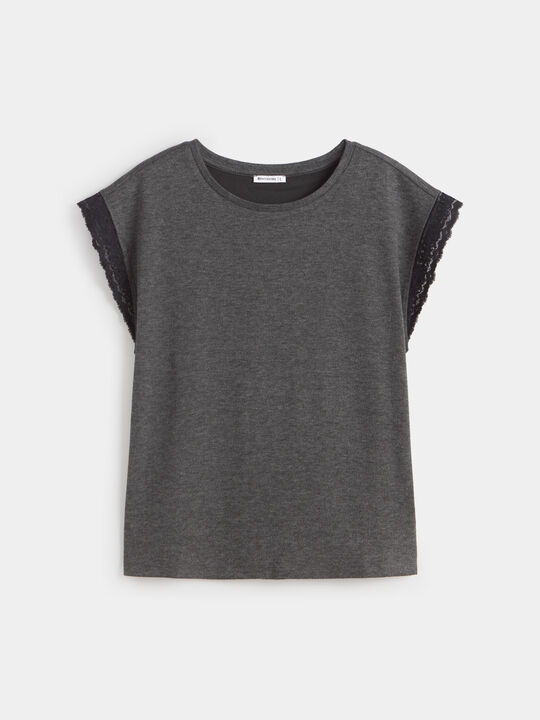 CAMISETA ENCAJE SISAS Gris Oscuro image number null