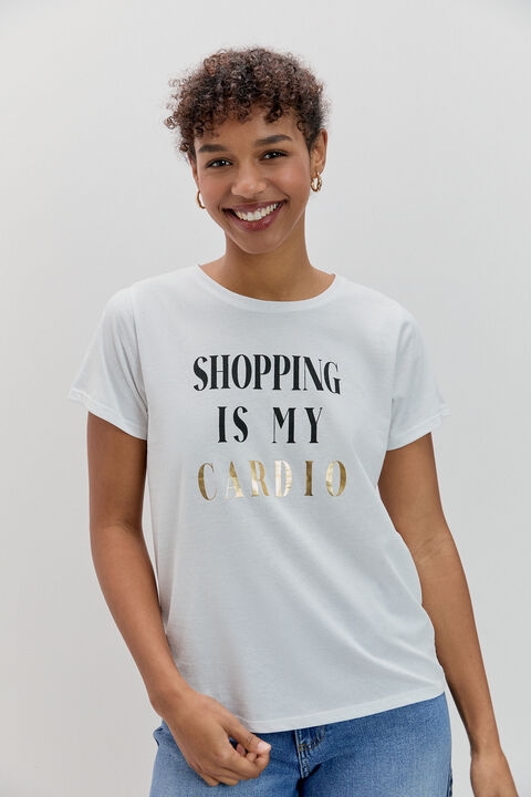 CAMISETA LETTERING BRILLO Blanco Optico image number null