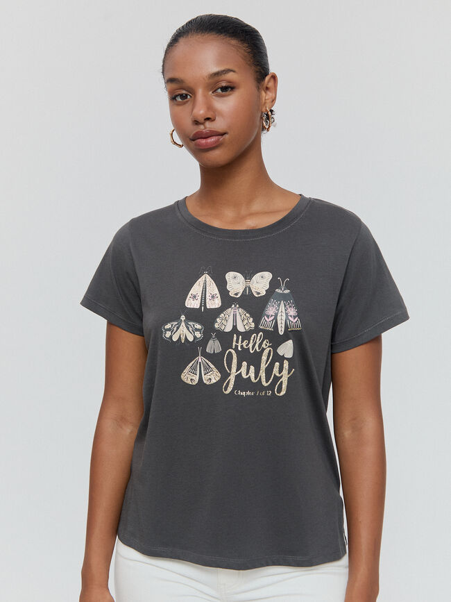 CAMISETA POSICIONAL MARIPOSAS Gris Oscuro