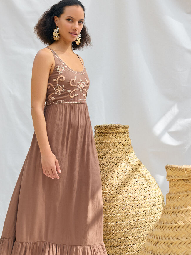 VESTIDO PECHO BORADADO Vison