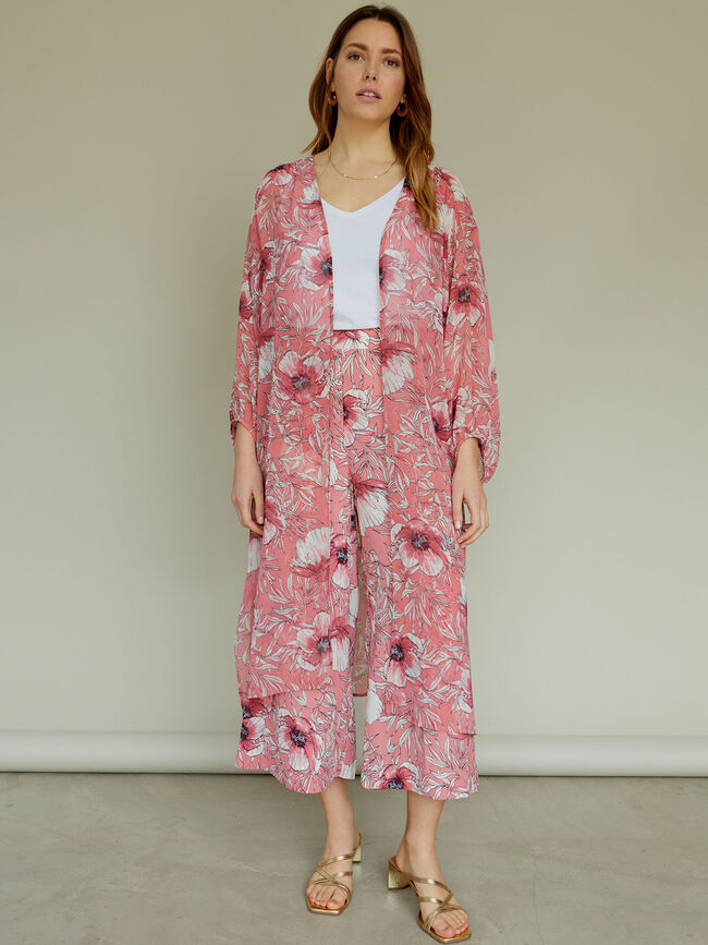 Caftán estampado Rosa Oscuro