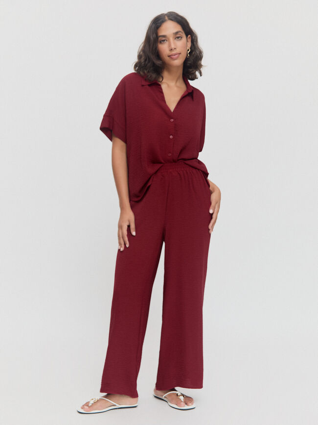 PANTALON ANCHO FLUIDO Granate