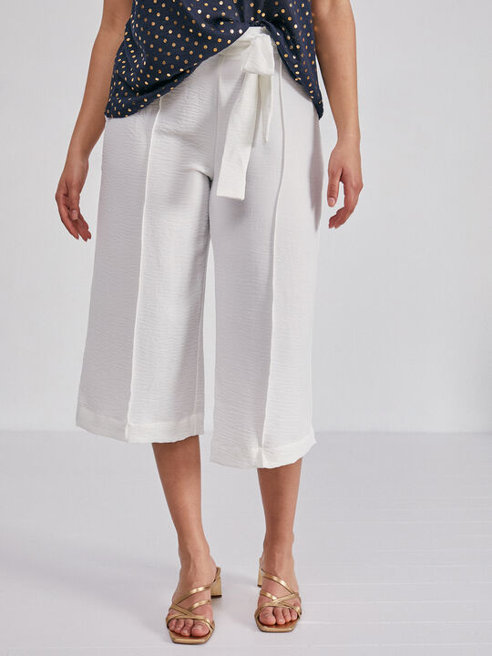 pantalón culotte cinturón Blanco Hueso image number null