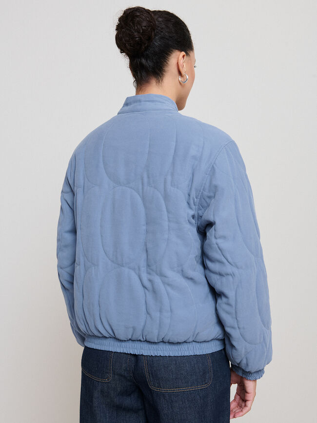 CHAQUETA BORDADA FLORES Azul Chambray
