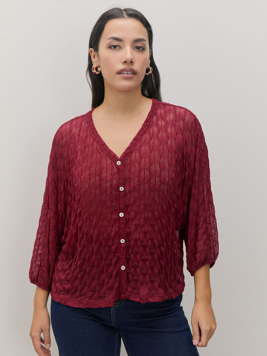 BLUSA DETALLE BOTON Rojo Cereza image number null