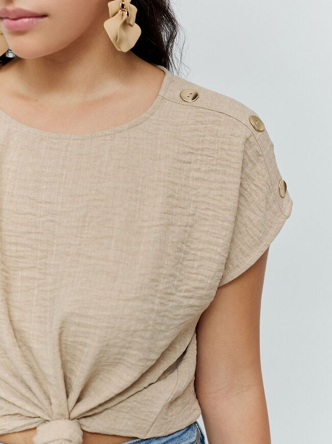 blusa hombro caido Beige Tostado