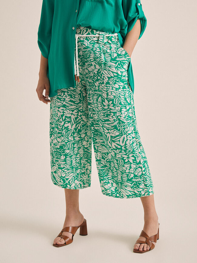 Pantalón culotte estampado Crudo