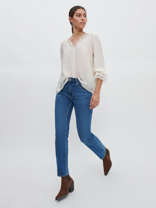 BLUSA PUNTILLA Blanco Hueso image number null
