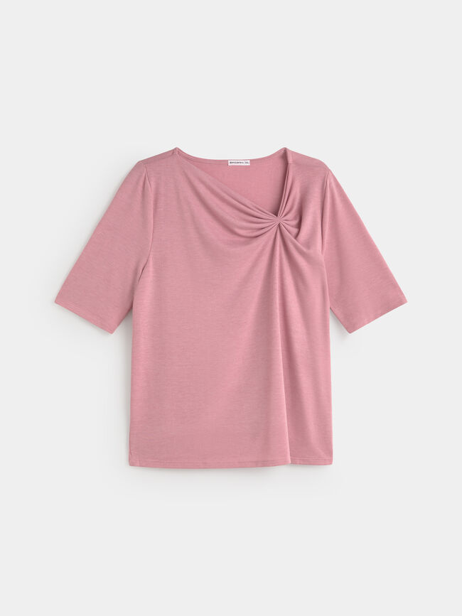CAMISETA LANOSO PLIEGUES Rosa Claro