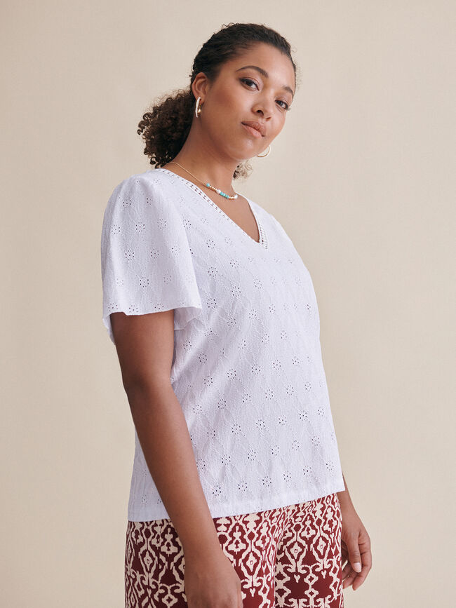 camiseta detalle en escote Blanco Optico