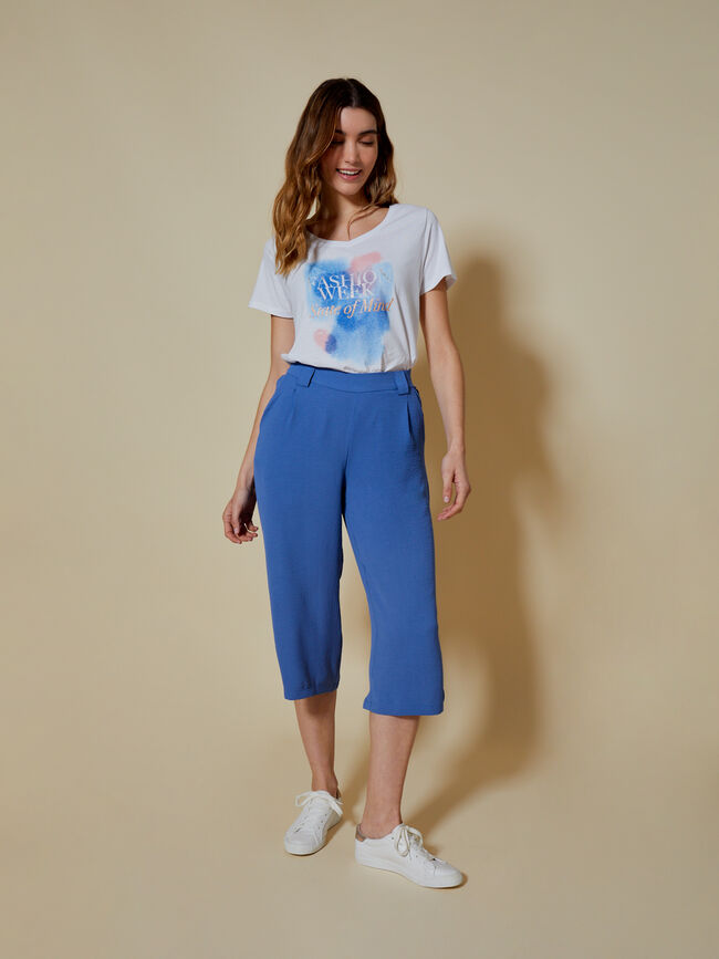 Pantalón culotte fluido Azul Ceruleo