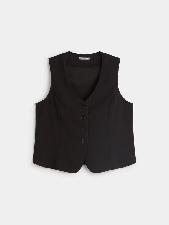 CHALECO DETALLE BOTON Negro image number null