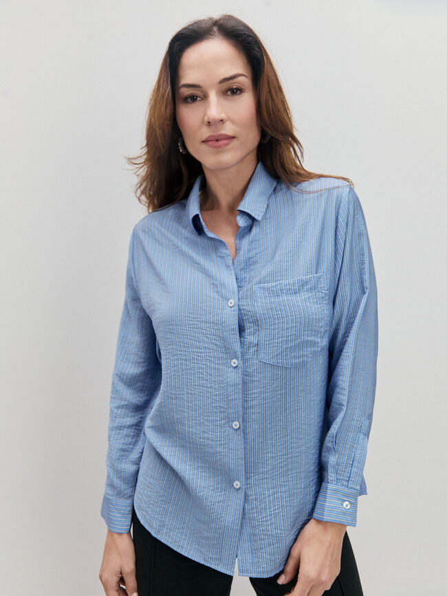 CAMISA MANGA LARGA Azul Chambray