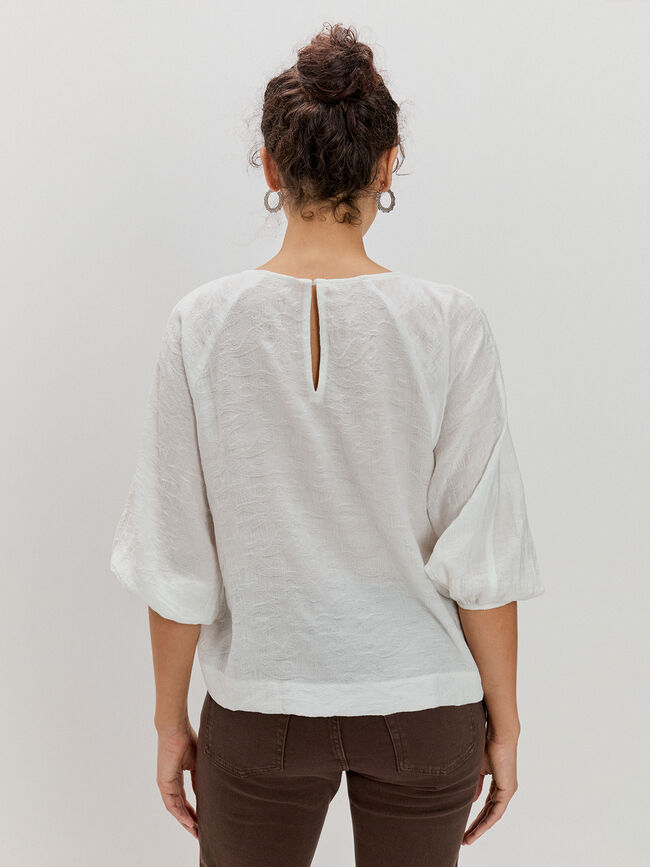 blusa cuello redondo Blanco Optico