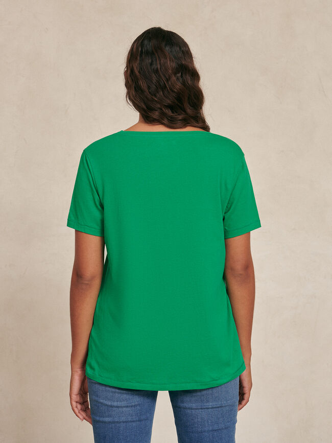Camiseta cuello pico Verde Brillante