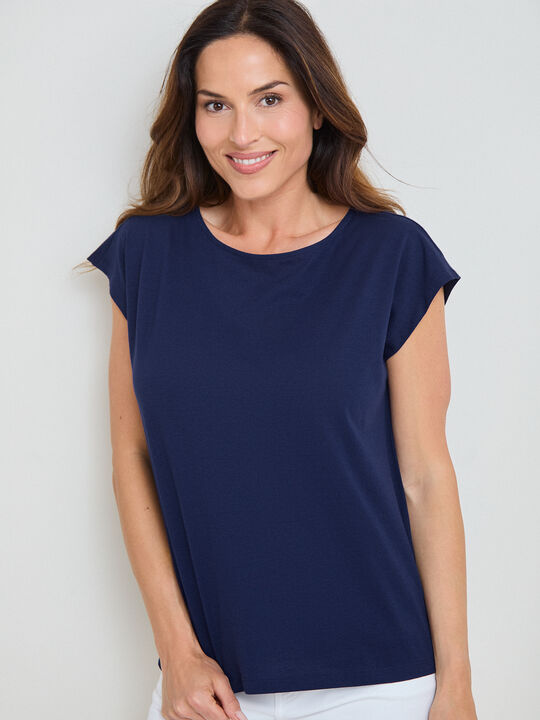 CAMISETA HOMBRO CAIDO Azul Noche image number null