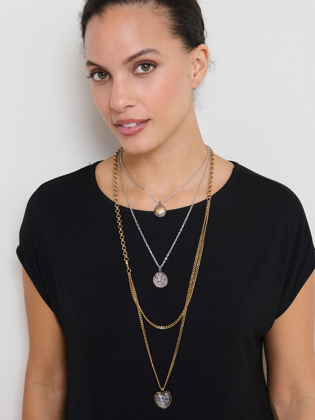 COLLAR CADENAS CORAZ&Oacute;N Oro
