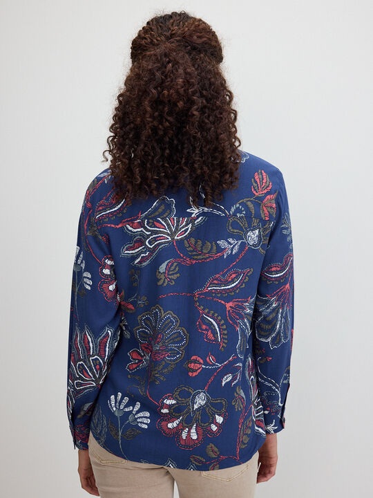 CAMISA VISCOSA ESTAMPADA Azul Marino image number null