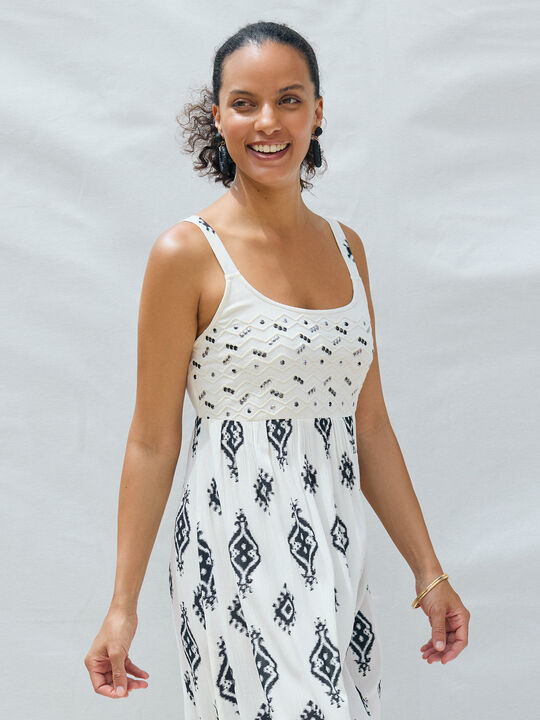 VESTIDO BORDADOS MIDI Negro image number null